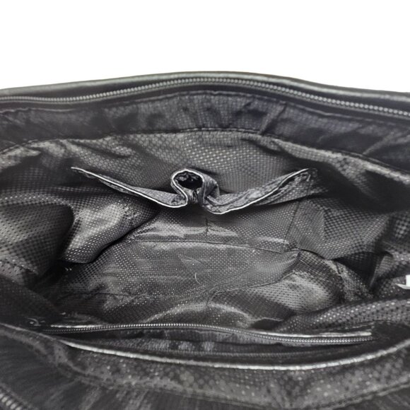 M.C. Marc Chantal Leather Purse Black Tote Croc Alligator Double Strap Bag - Picture 9 of 14